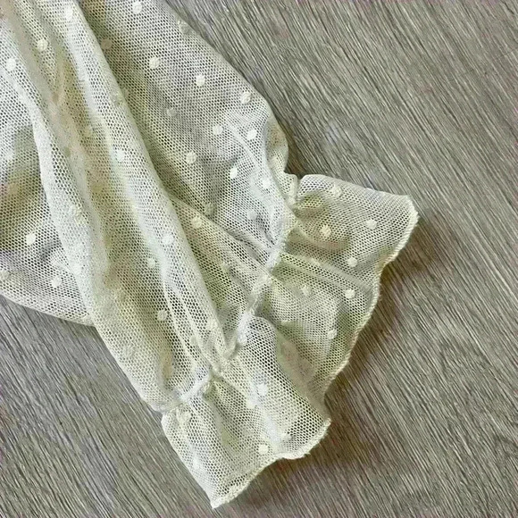 Miss Chievous Sheer Swiss dot blouse, black collar, XL - Picture 4 of 6